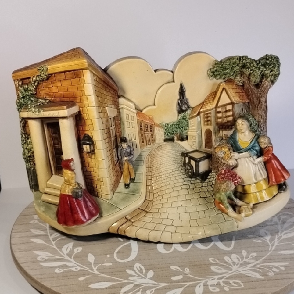 P-008 Naturecraft "Regency Row" Charming Village Scene Chalkware Art